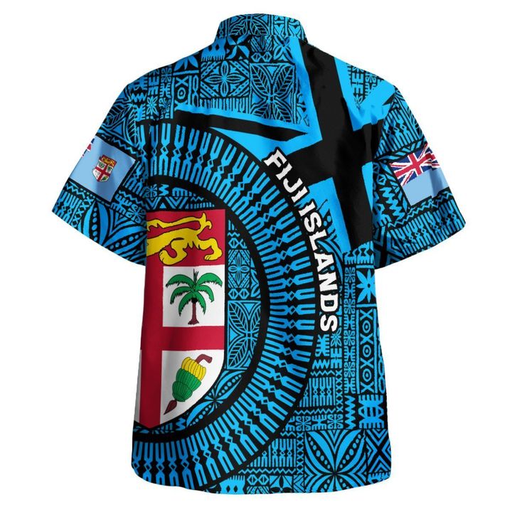 Fidschi-Inseln Hawaiihemd Kreis - Fijian Tapa Blue