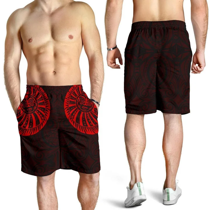 Polynesian Pride Short - Neuseeländische Maori-Bermudas Shorts, Maori Warrior Tattoo Herren-Bermudas Shorts - Rot