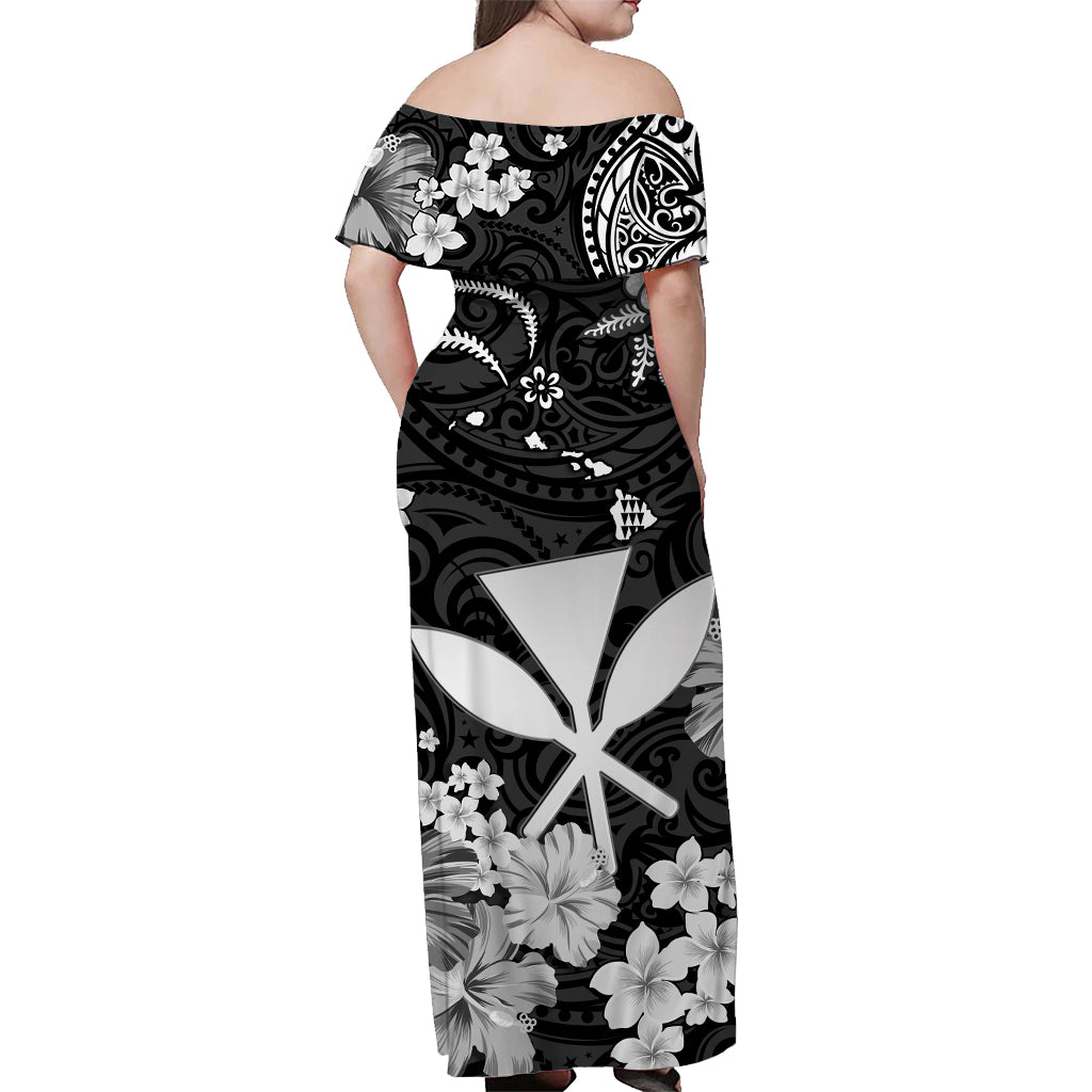 Hawaii schulterfreies langes Kleid Polynesien Weiß Kanaka Maoli LT13