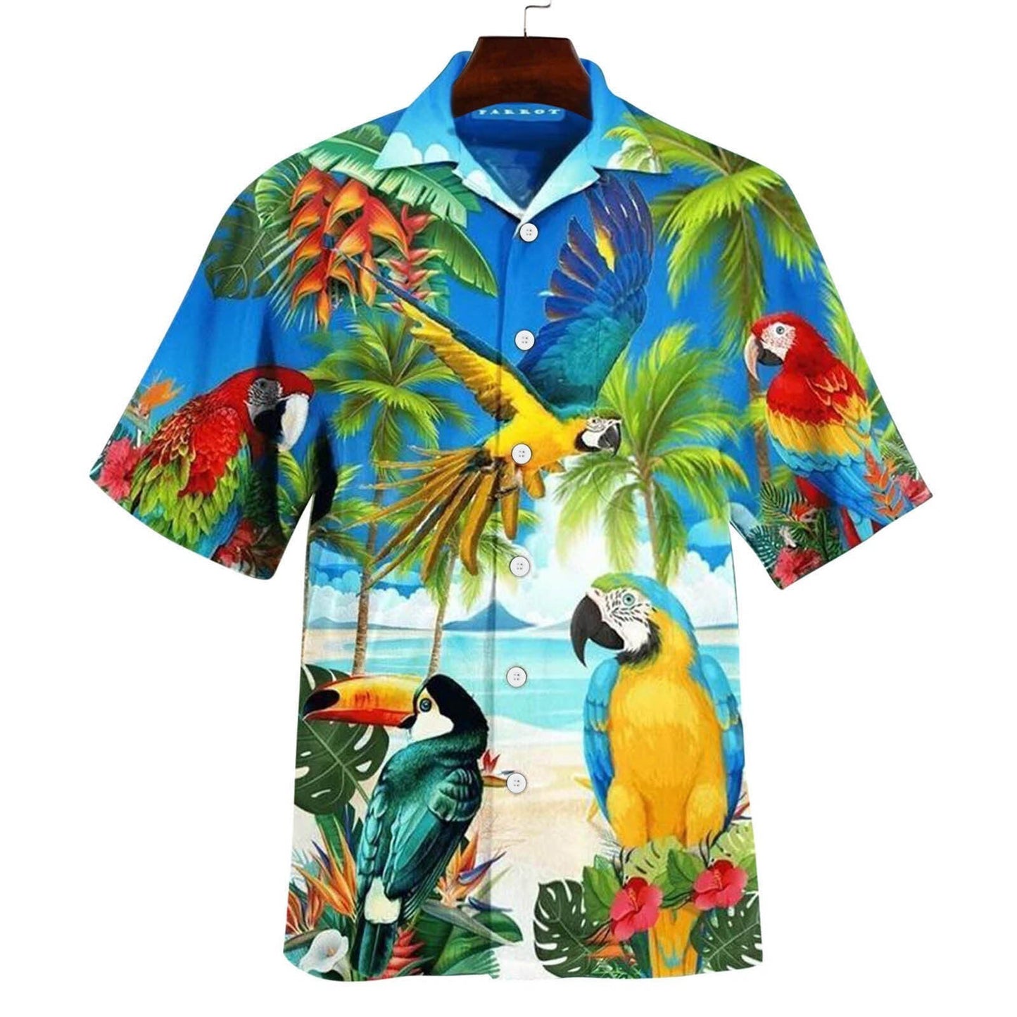 Hawaiianisches Papageien-Strandshirt