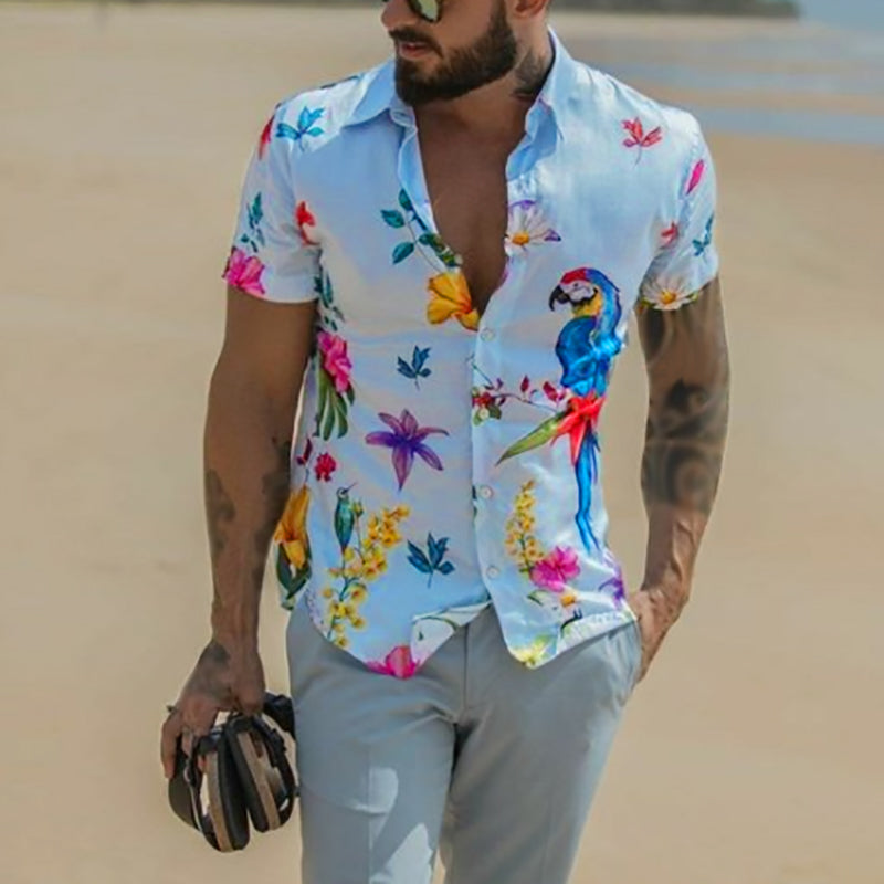 Papageien und Orchideen Hawaiihemd