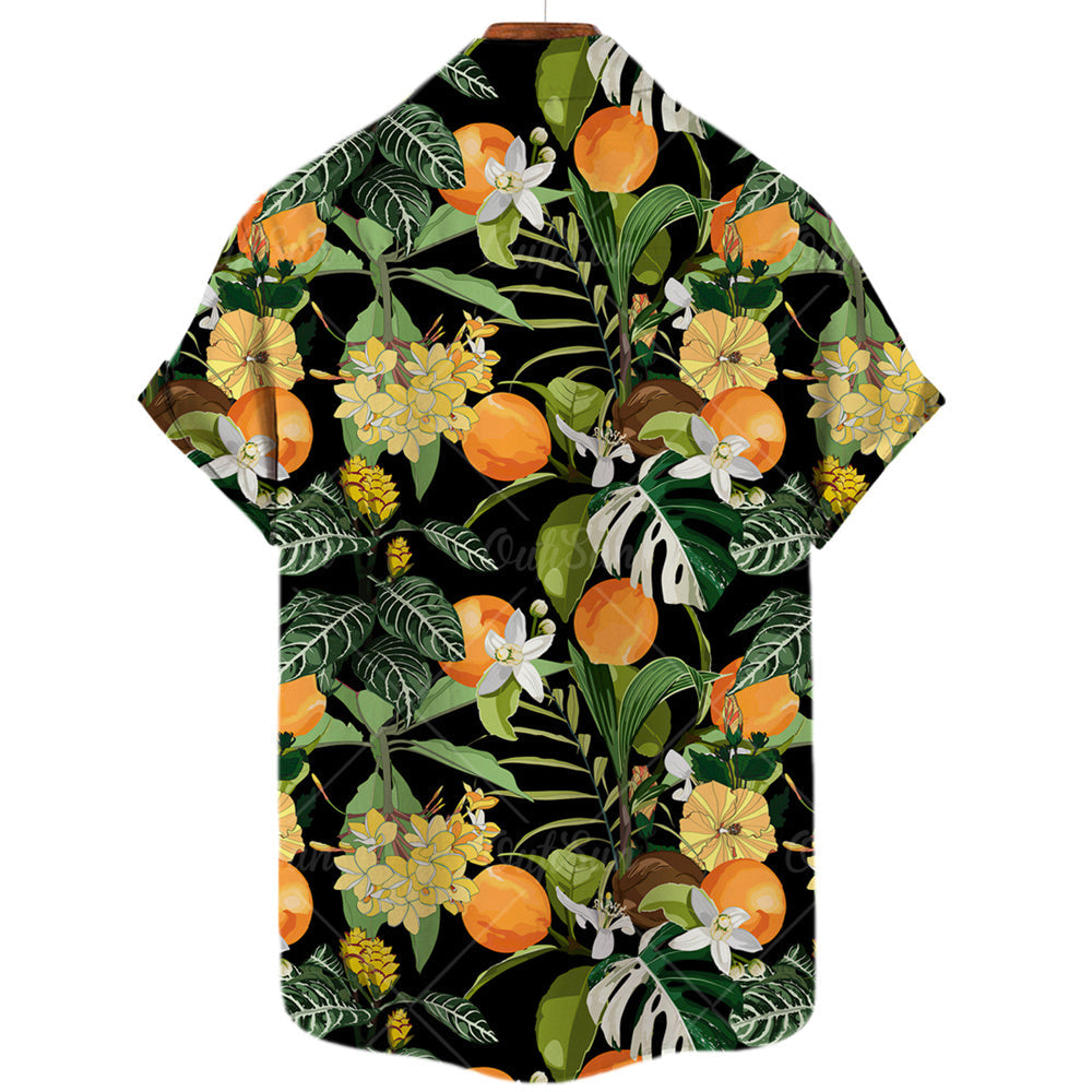 Tropisches Orangen-Blumenhemd