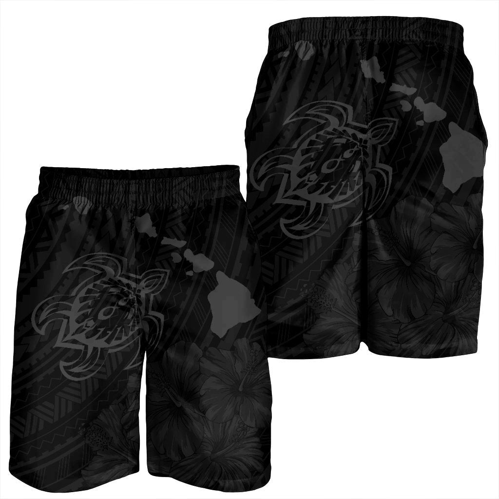 Hawaiian Hibiscus Sea Turtle Schwimmshorts für Herren, polynesisch, Grau, AH