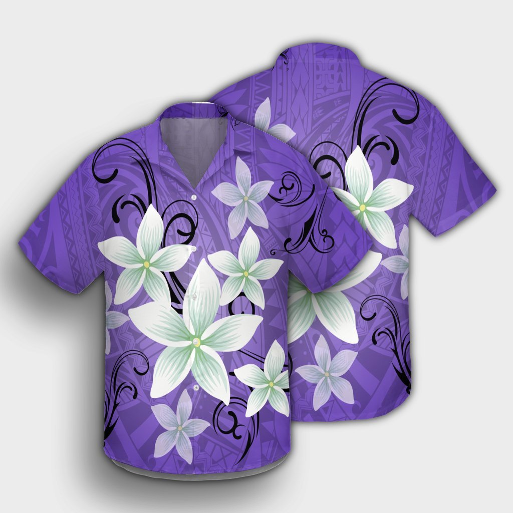Hawaiianisches Plumeria-Hemd aus Polynesien - Lila - AH