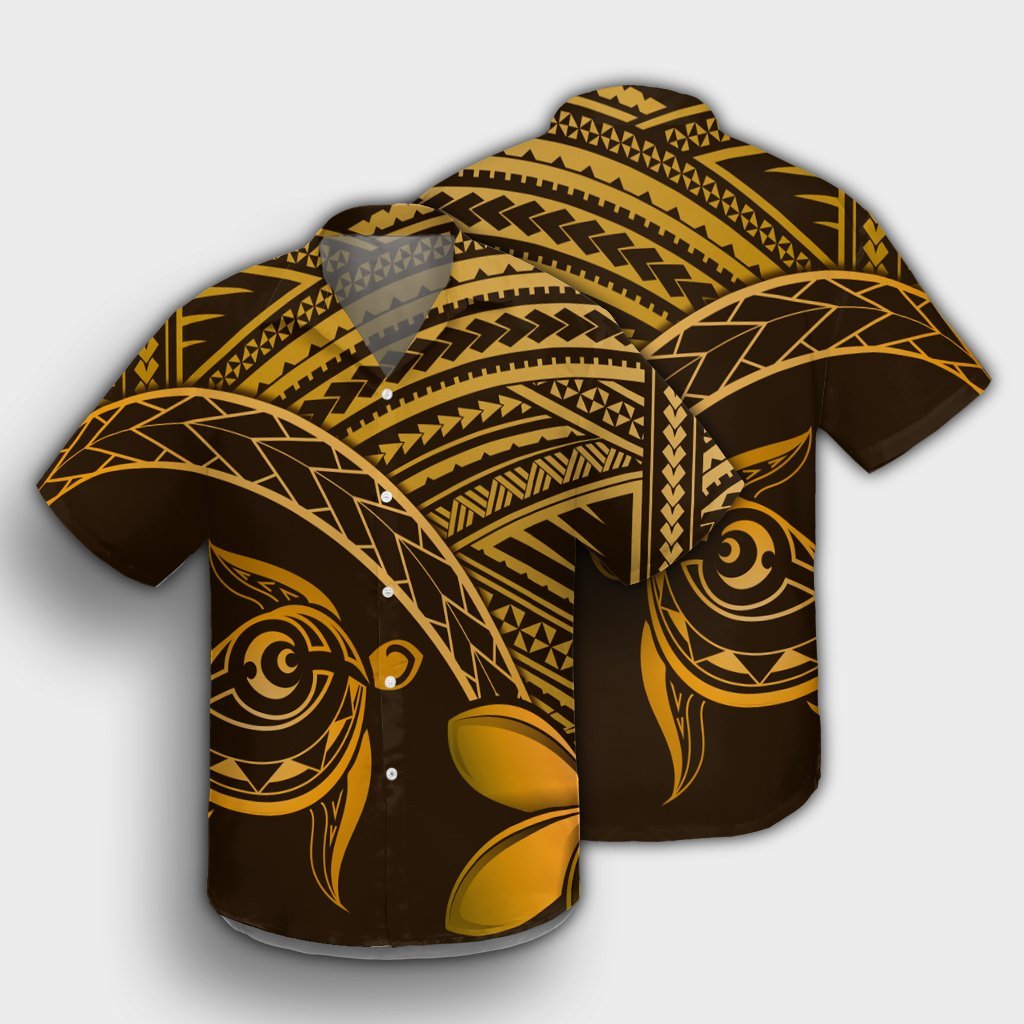 Hawaiianische Schildkröte Plumeria Kakau Polynesian Quilt Hawaiihemd Neo Brown AH