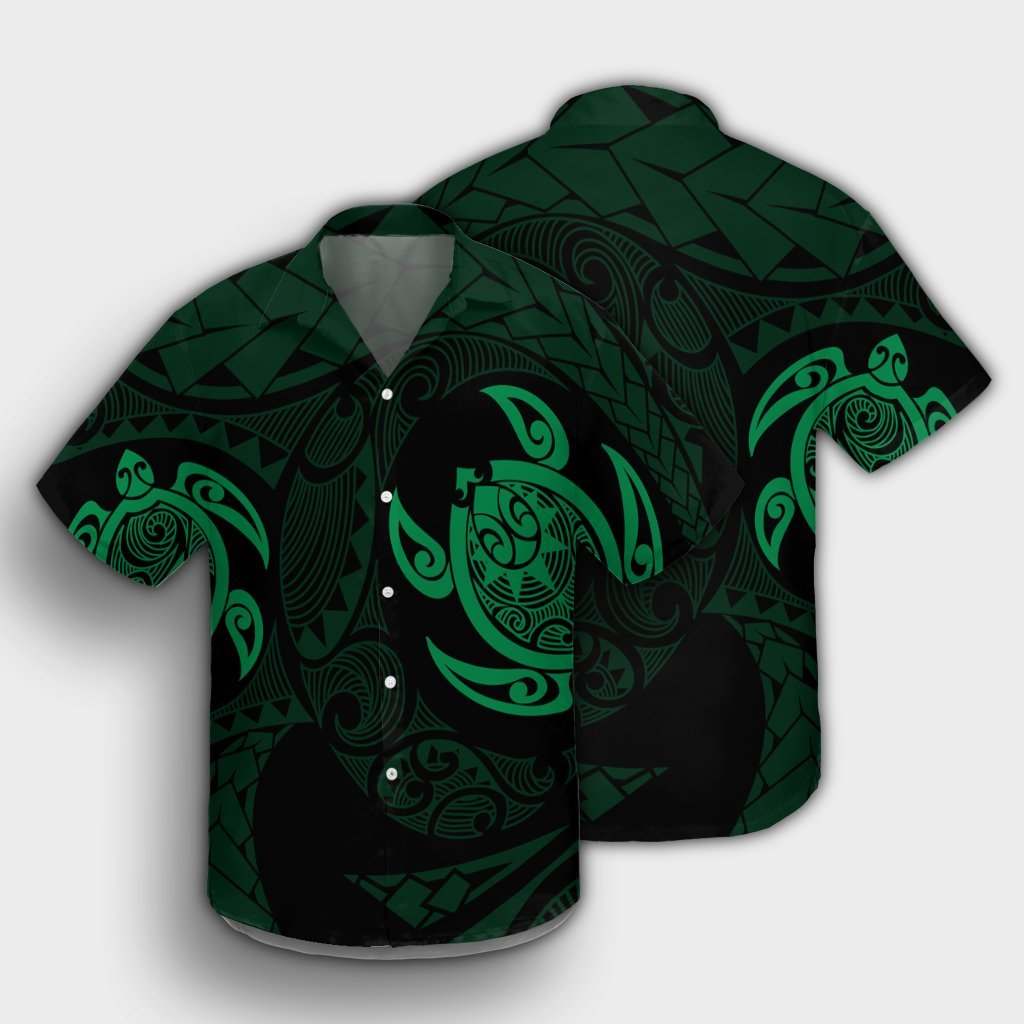Hawaiian Two Turtle Polynesian Hawaiihemd Grün AH