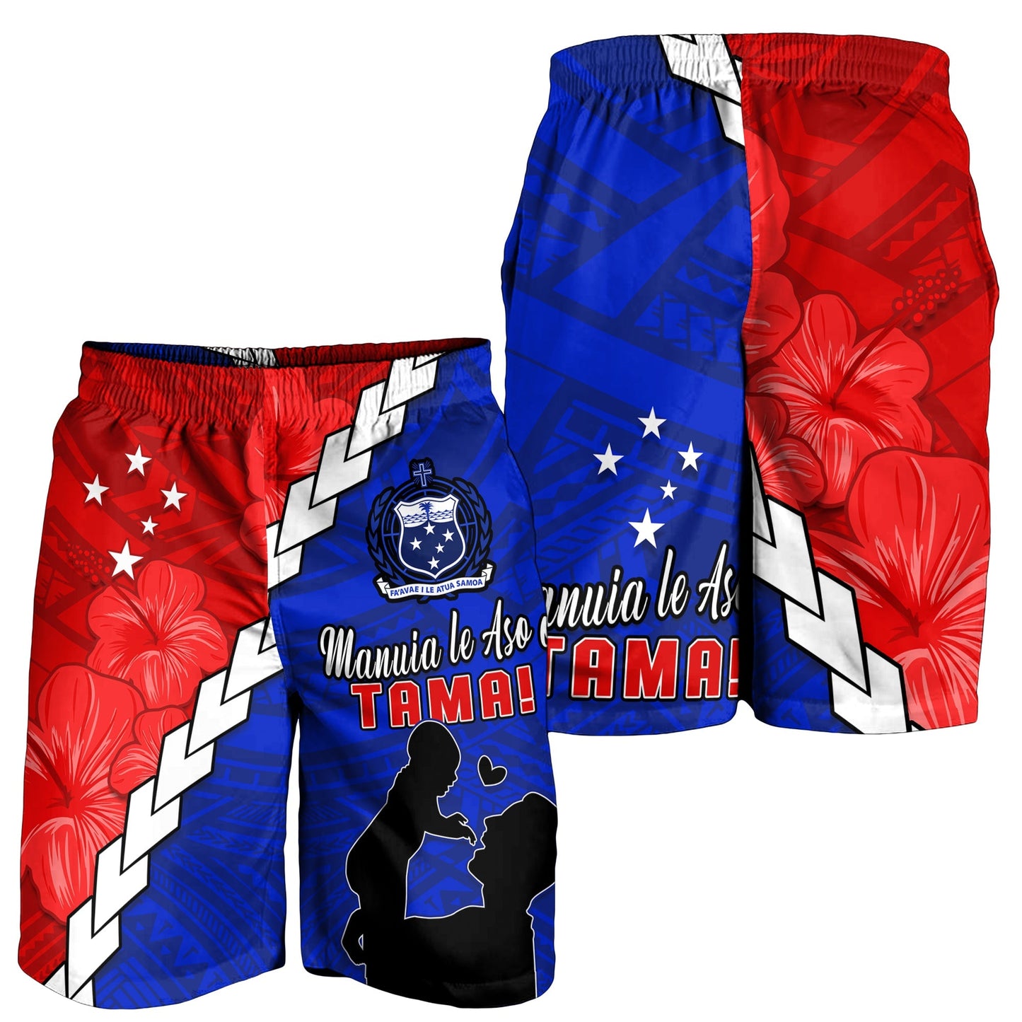 Happy Samoan Fathers Day Herren Bermuda Shorts Hibiscus Mix Polynesian Pattern LT14