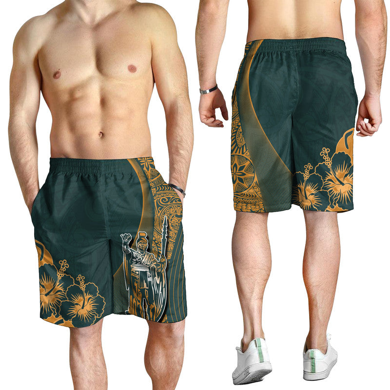 Hawaiian King Kamehameha Herren Bermudas Shorts Vibe Grün Style LT6