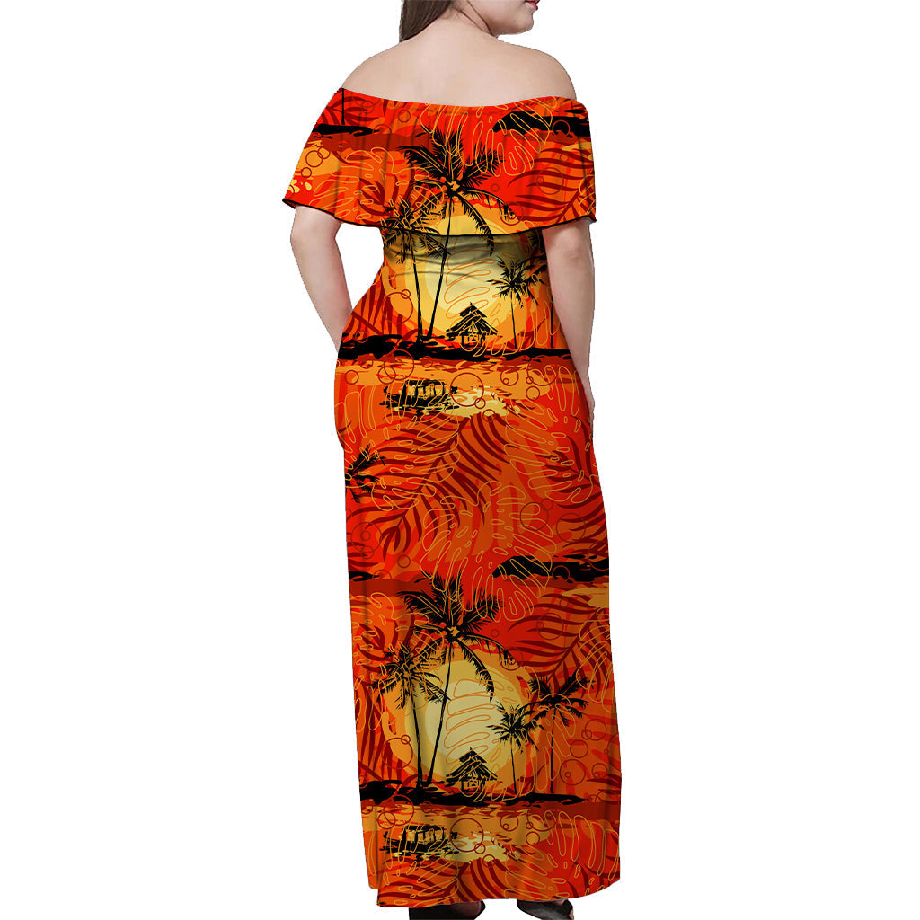 Hawaii Polynesianisches schulterfreies langes Kleid Beautiful Sunshine LT13