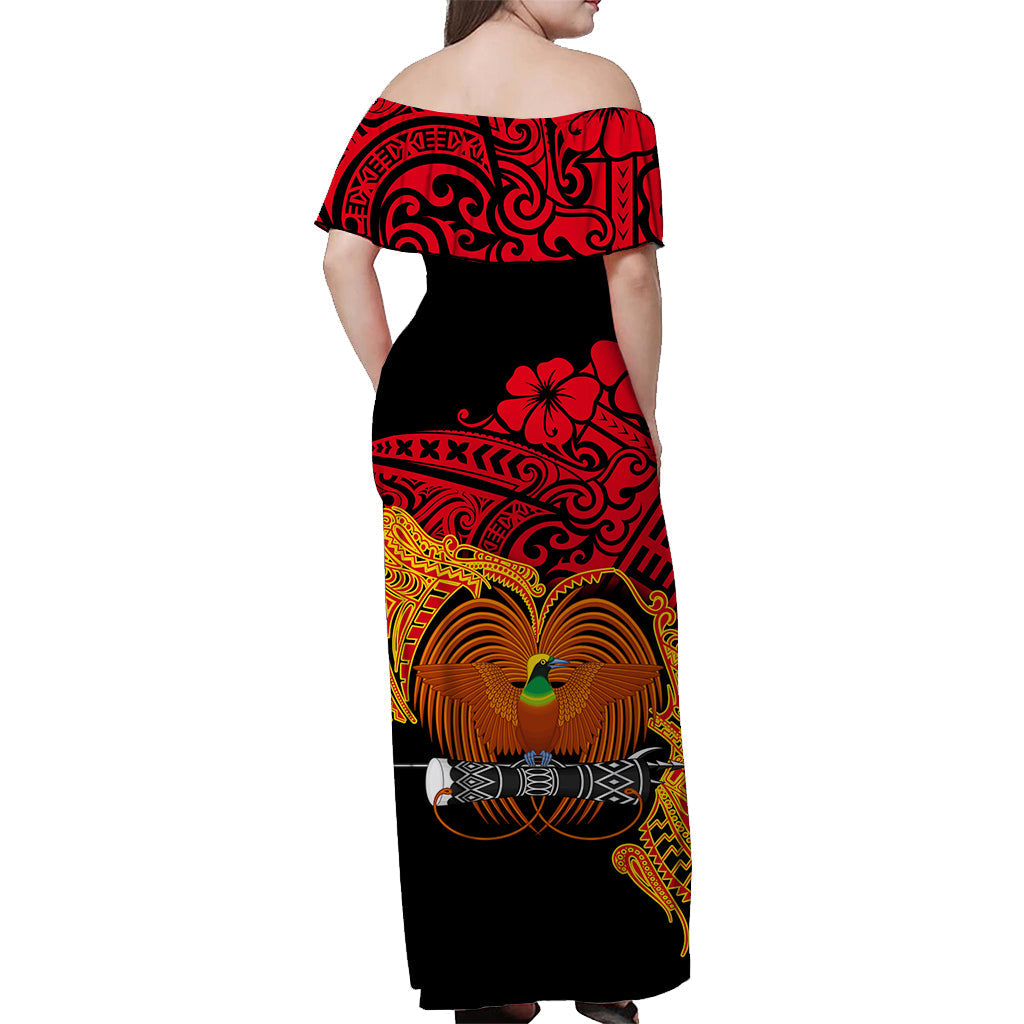 Papua-Neuguinea Off Shoulder Langes Kleid Bird Of Paradise LT6