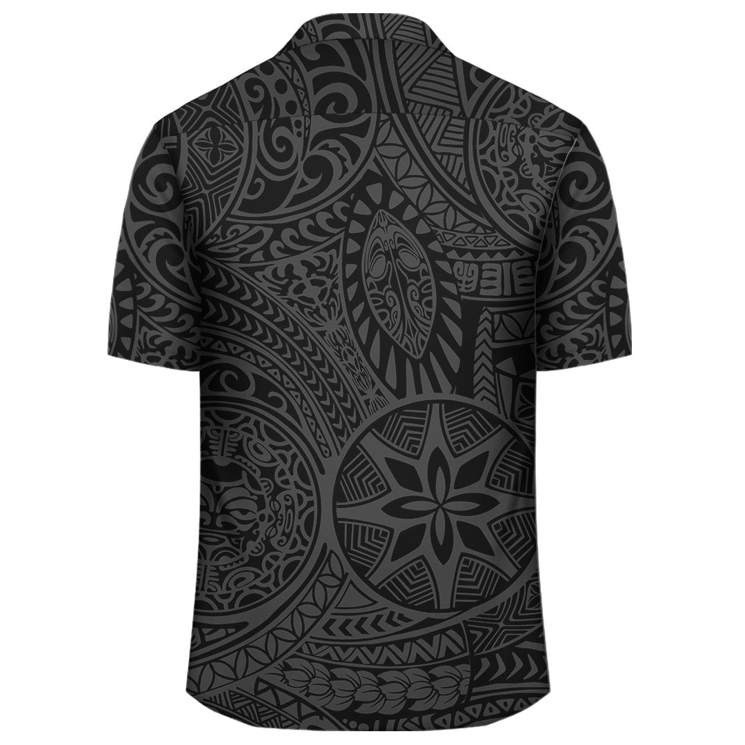 Polynesisches Hawaii-Stil Tribal Tattoo Grau Hawaiihemd