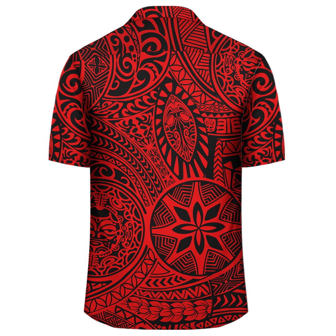 Polynesisches Hawaii-Stil Tribal Tattoo Rotes Hawaiihemd