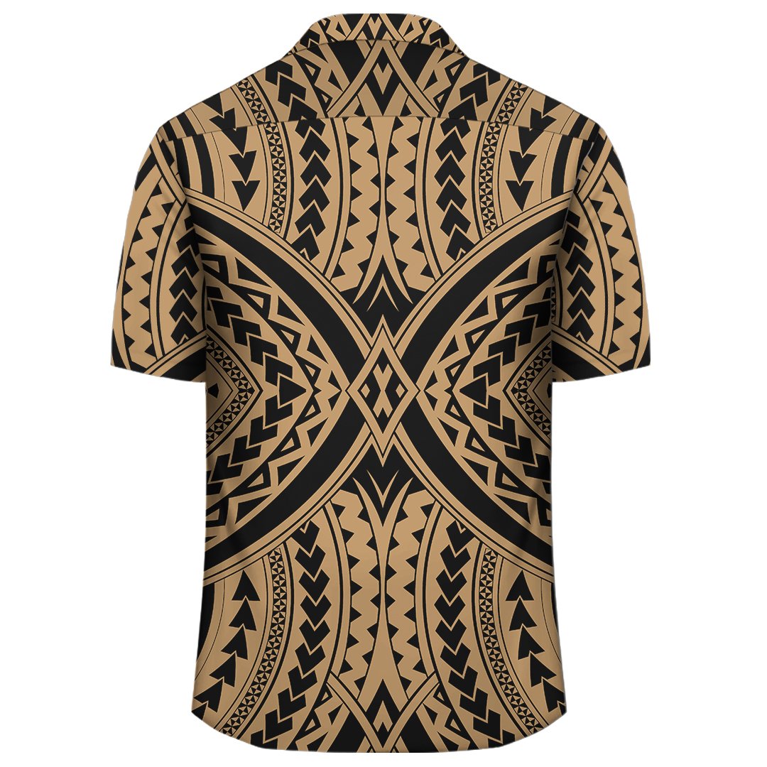 Goldenes Hawaiihemd mit polynesischer Tradition