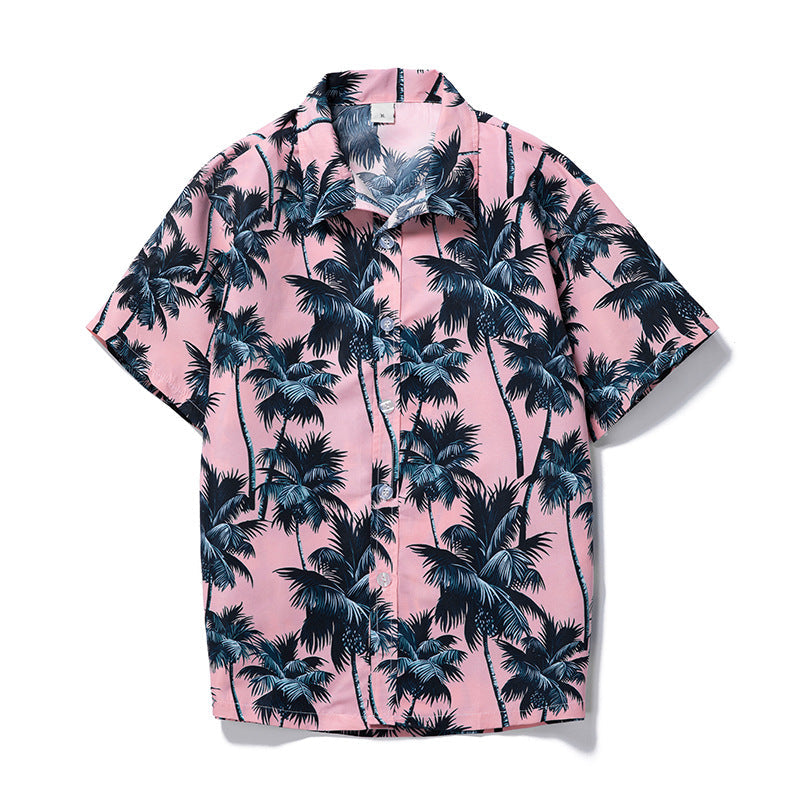 Hawaiihemd Rosa Blaue Palmen