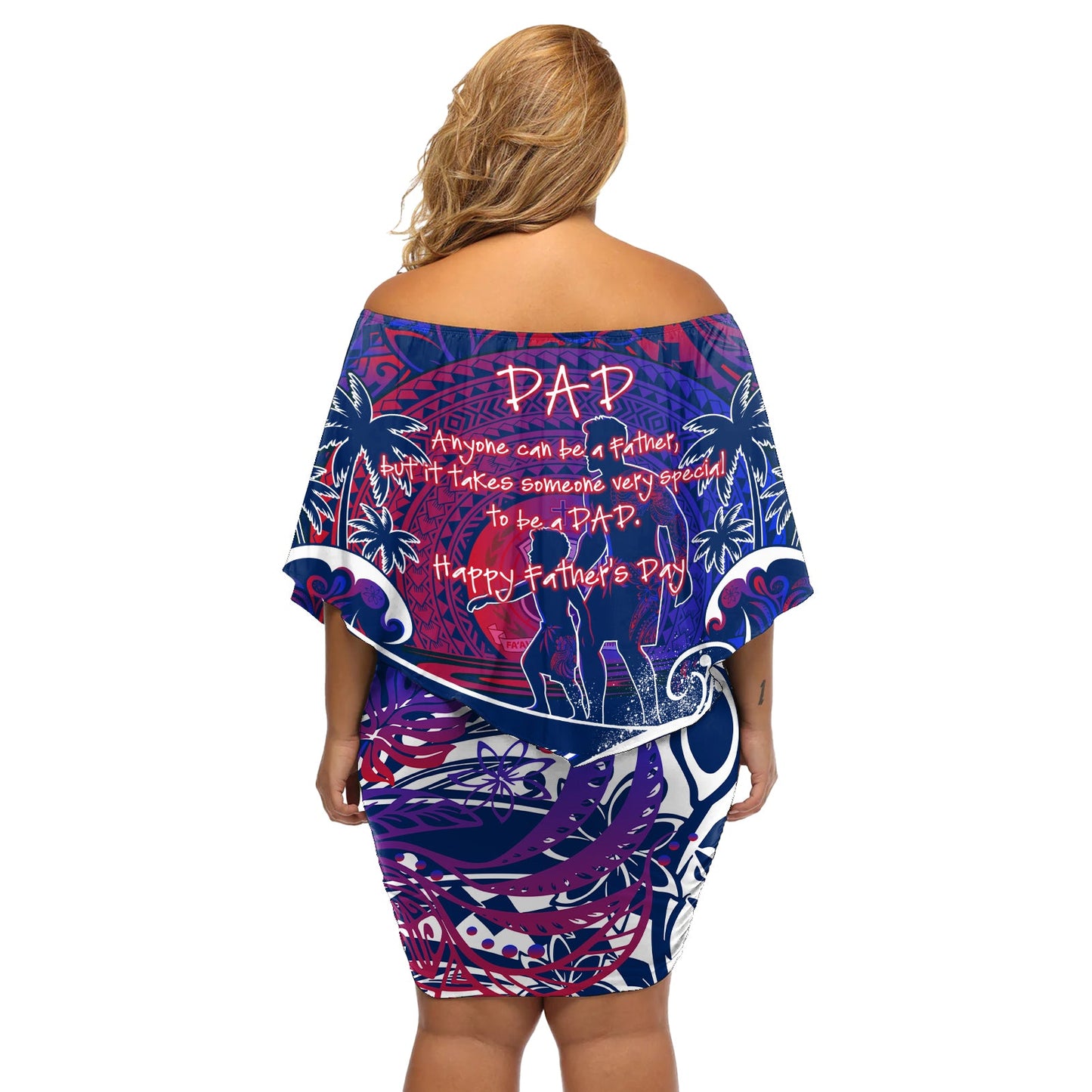 Vatertag Samoa Off Schulter kurzes blumen kleid Special Dad Polynesia Paradise DT02