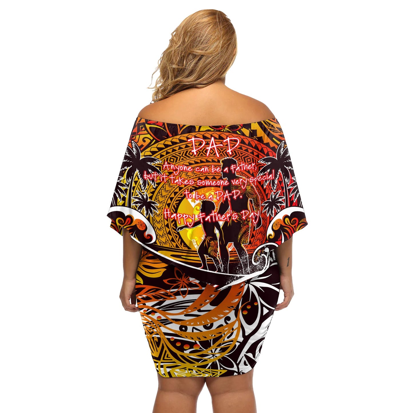 Vatertag Tonga Off Schulter kurzes blumen kleid Special Dad Polynesia Paradise DT02