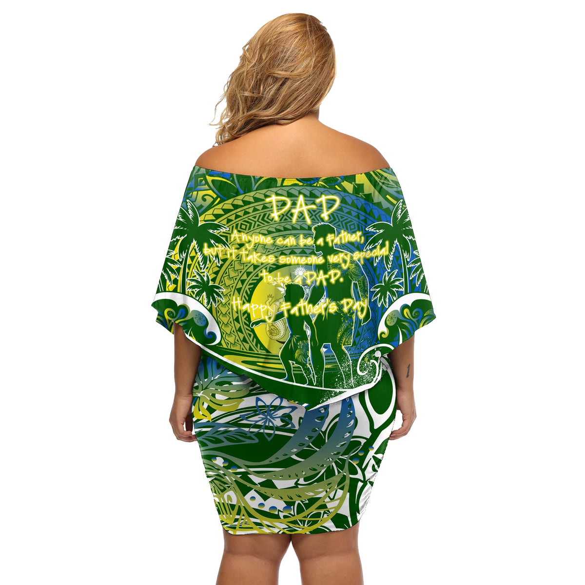Vatertag Salomon-Inseln Off Shoulder Kurzes blumen kleid Special Dad Polynesia Paradise DT02