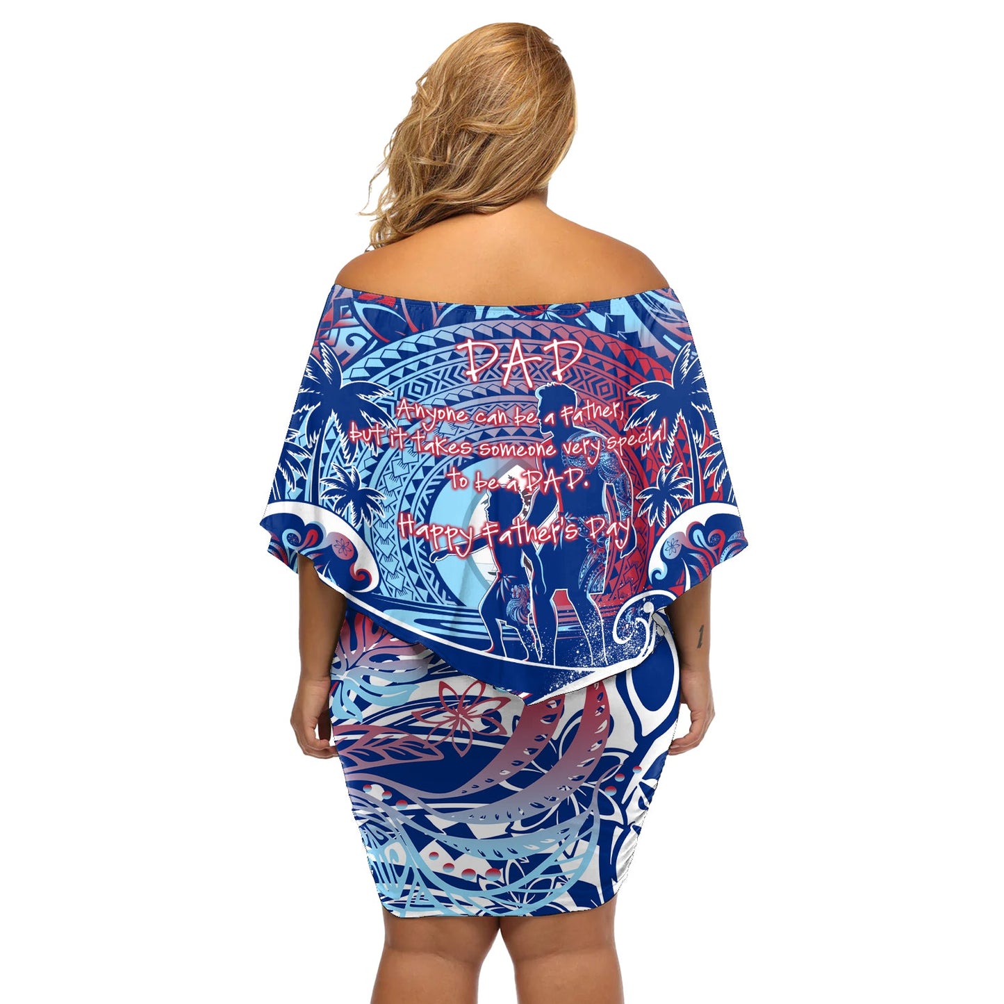 Vatertag Guam Off Shoulder Kurzes blumen kleid Special Dad Polynesia Paradise DT02