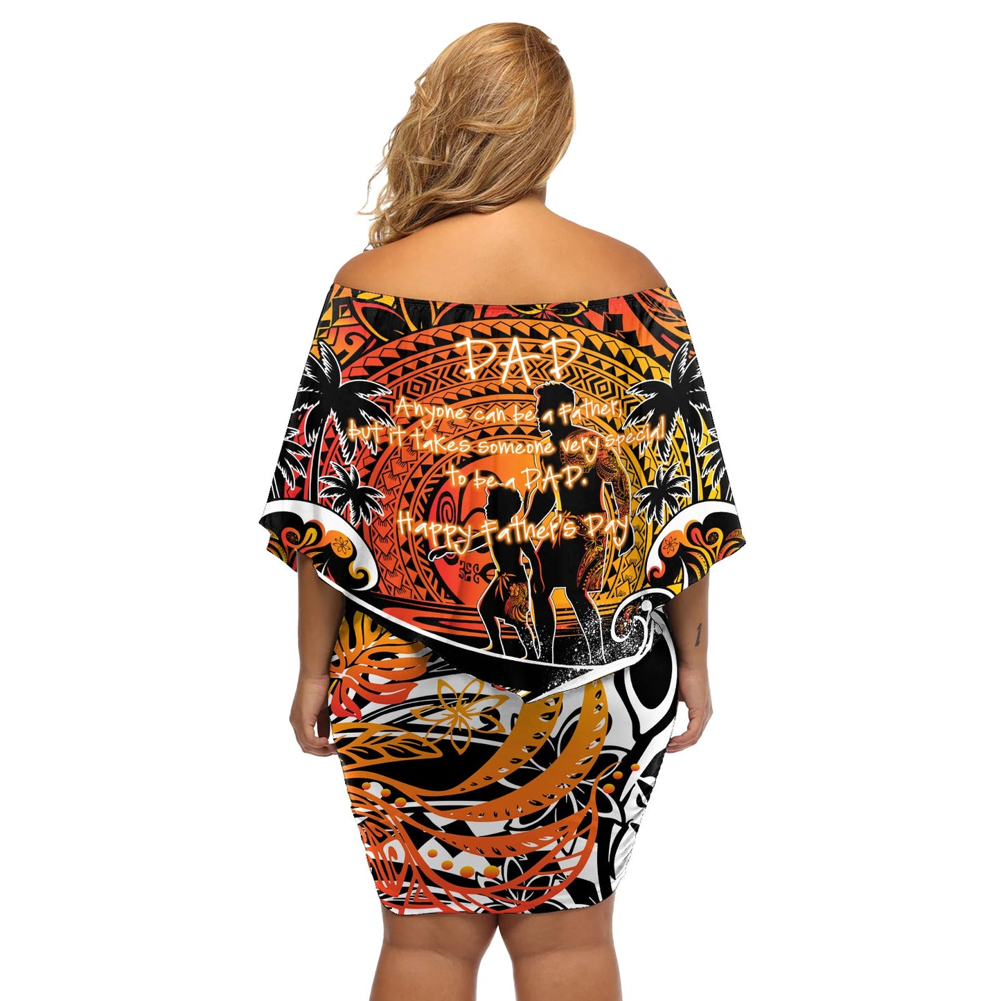 Vatertag Marquesas Inseln Off Schulter kurzes blumen kleid Special Dad Polynesien Paradies DT02