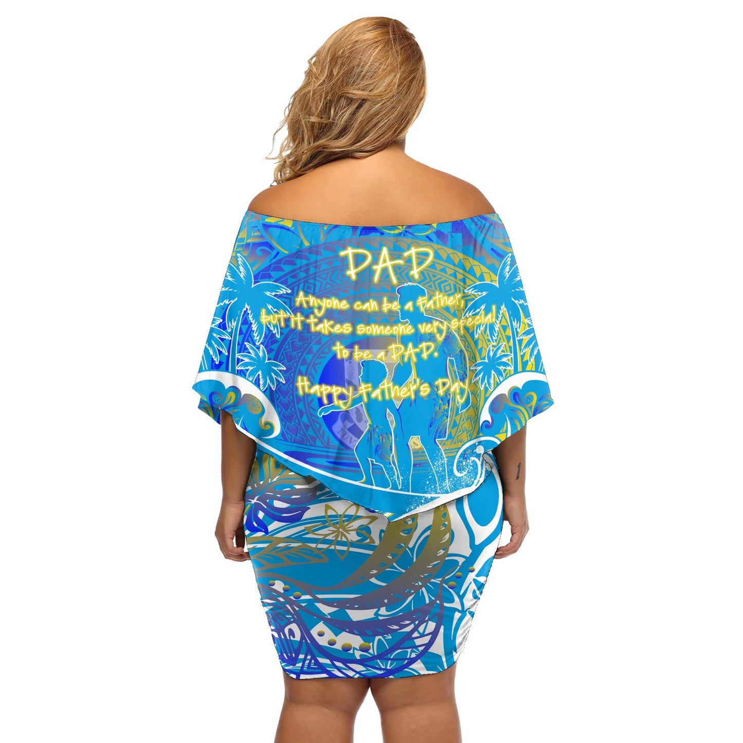 Vatertag Tuvalu Off Schulter kurzes blumen kleid Special Dad Polynesia Paradise DT02