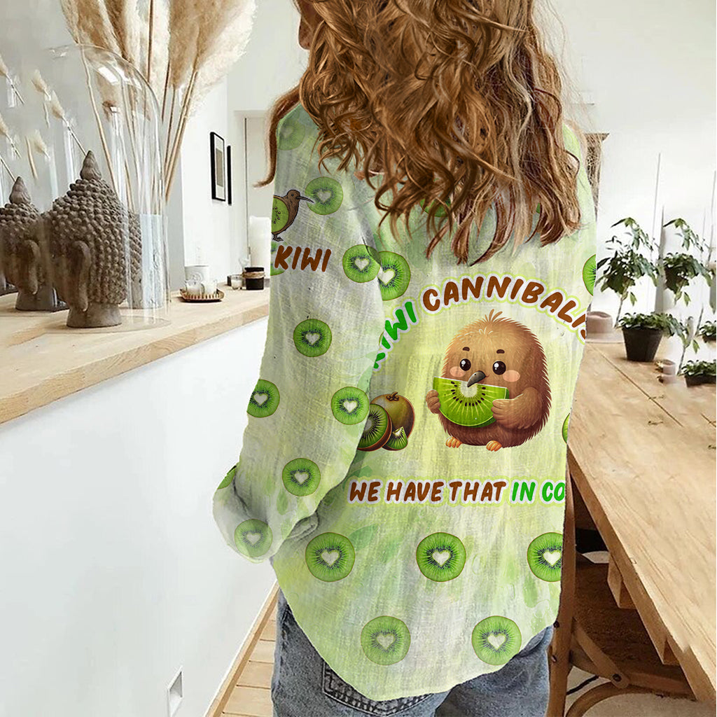 Kiwi Kannibalismus Frauen Casual Shirt Neuseeland Kiwi süße Vogel lustig DT02