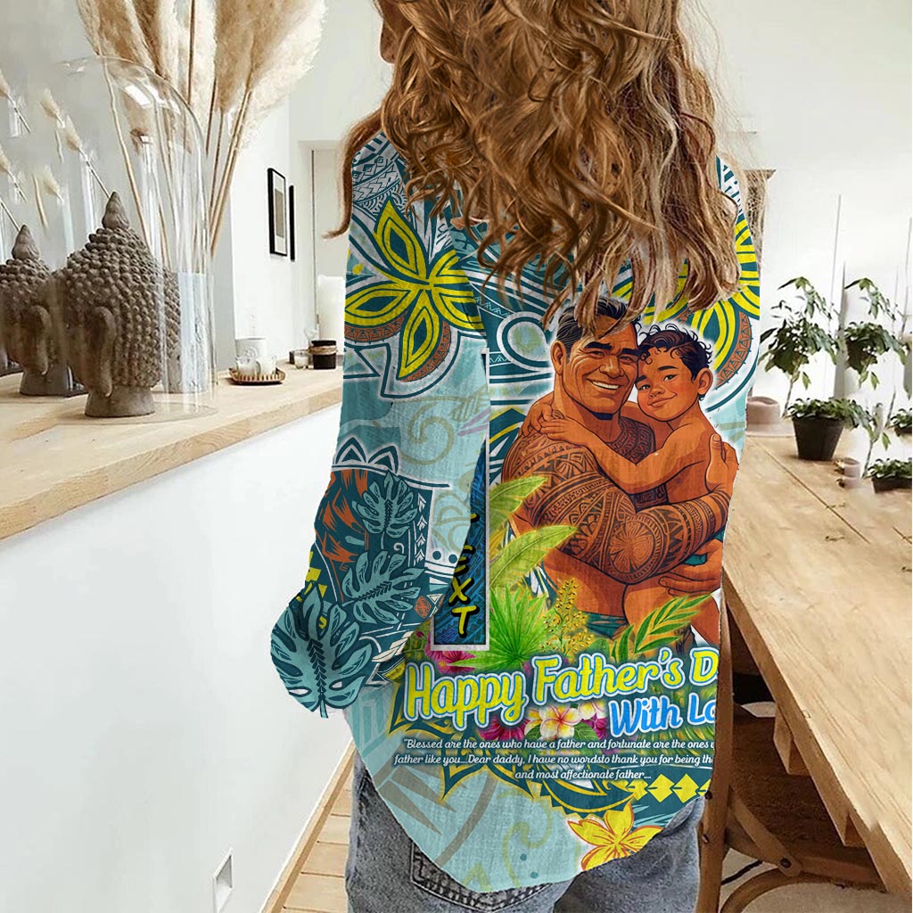 Palau Vatertag Polynesien Frauen Casual Shirt Vater und Sohn DT02