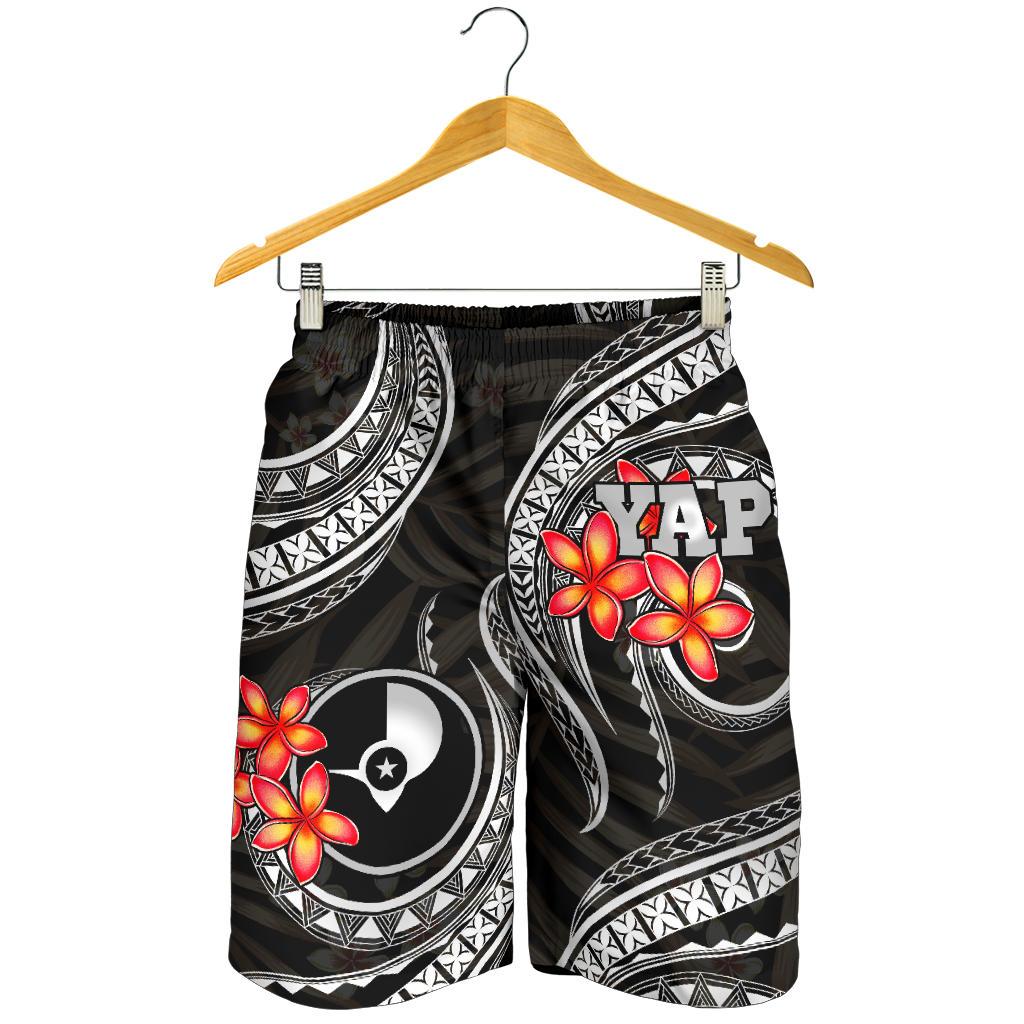 Yap Micronesian Herren Bermuda Shorts - Schwarze Plumeria