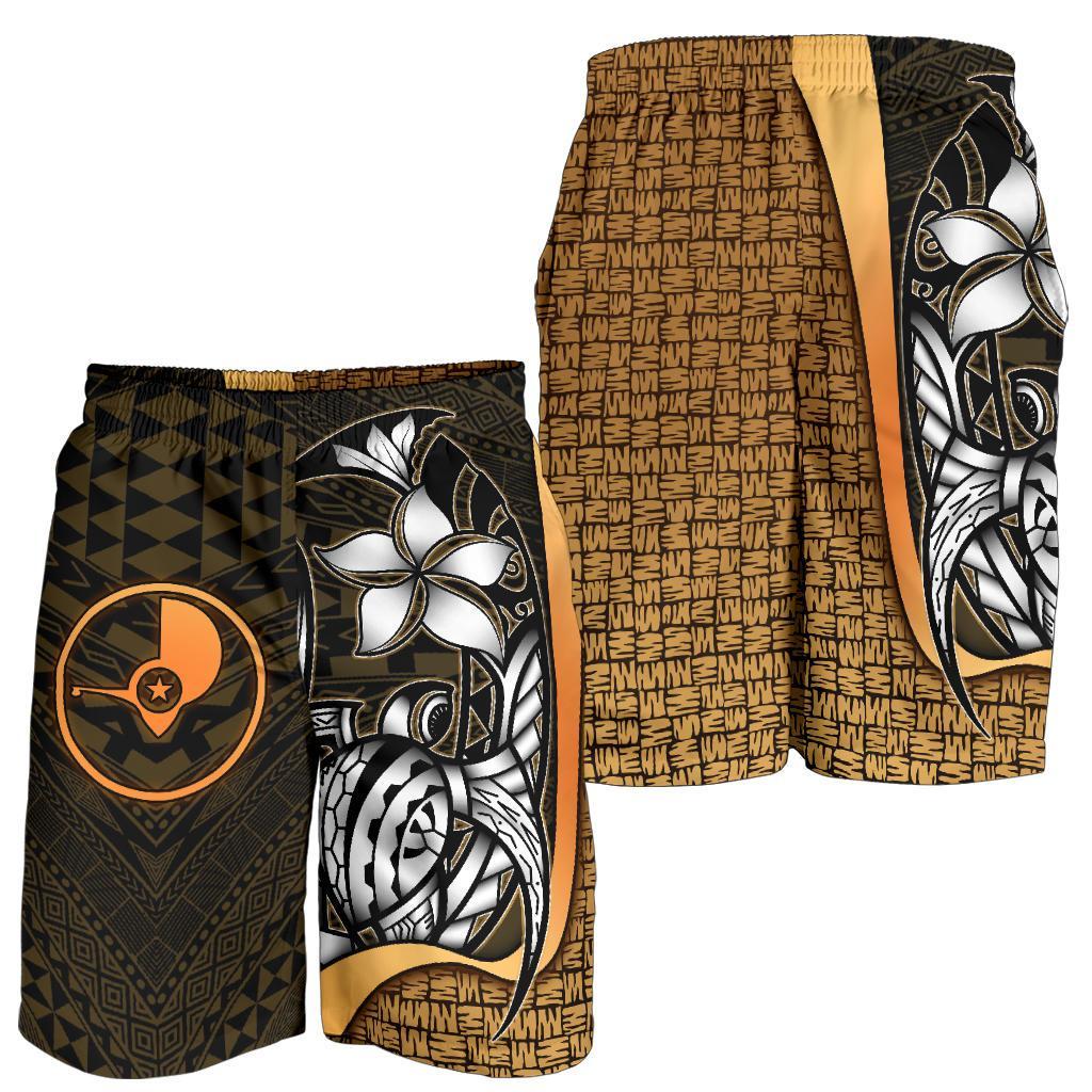 Yap Micronesian Herren Bermuda Shorts Gold - Schildkröte mit Haken