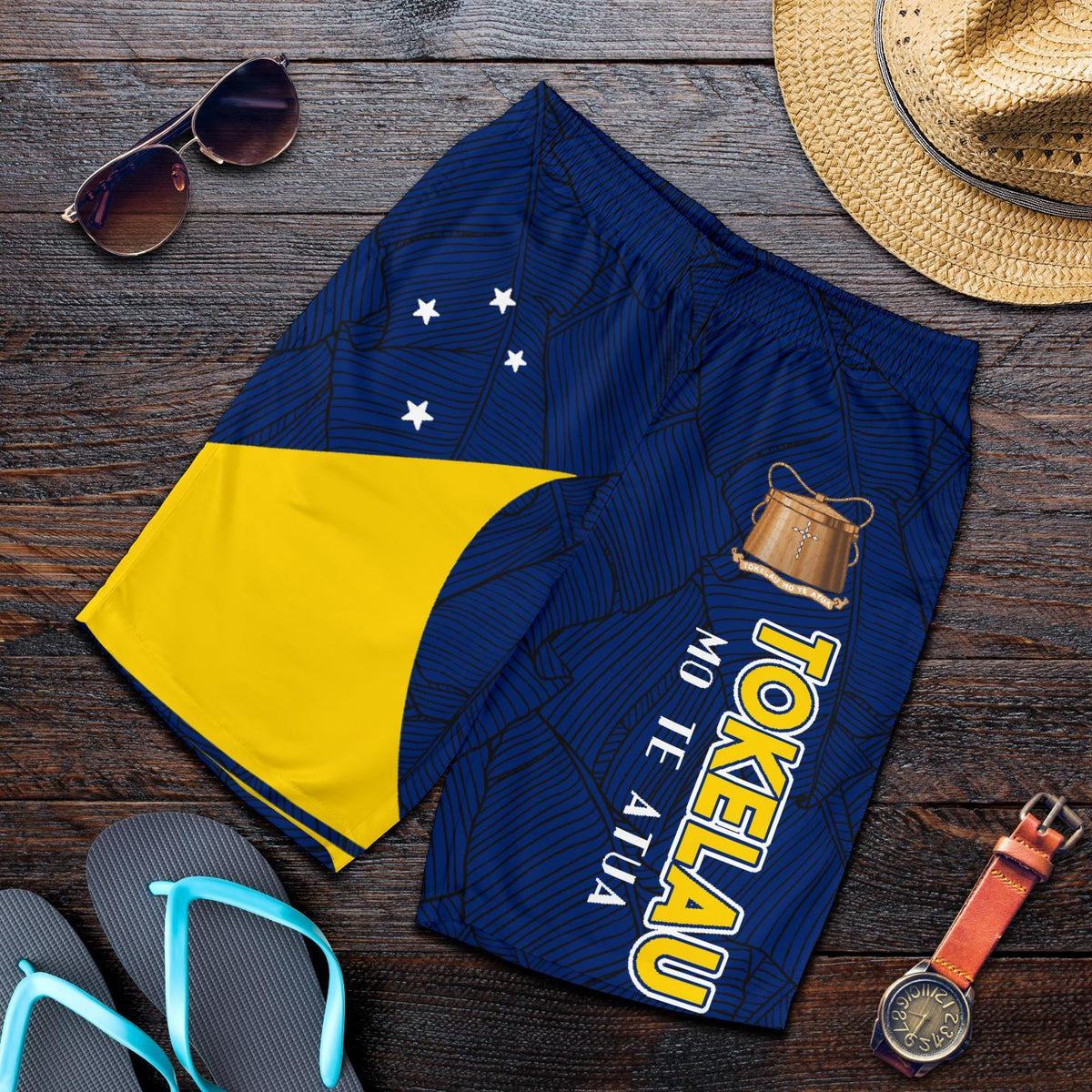 Tokelau Herren Bermudas Shorts im polynesischen Kanu-Stil