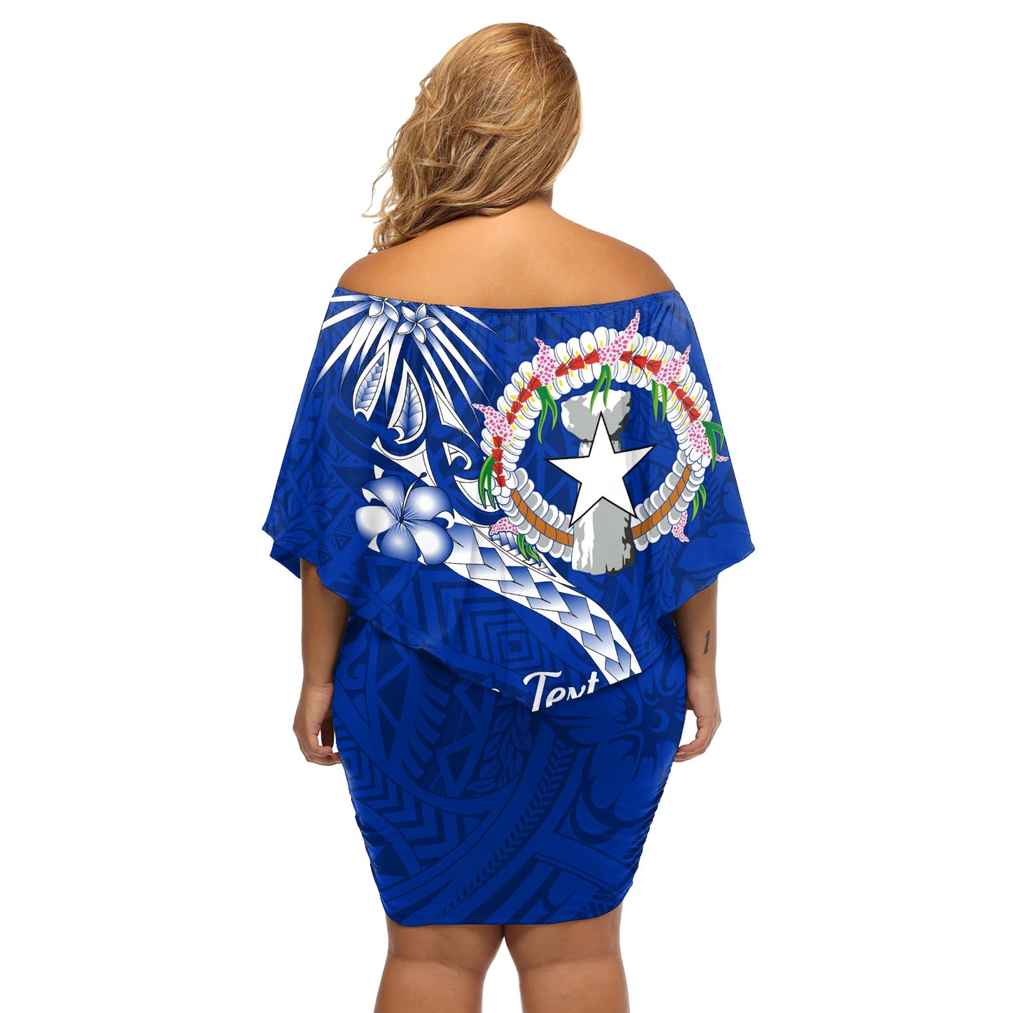 Nördliche Marianen Commonwealth Day 2024 Schulterfreies kurzes Kleid blumen Delfin mit Plumeriablüte LT01