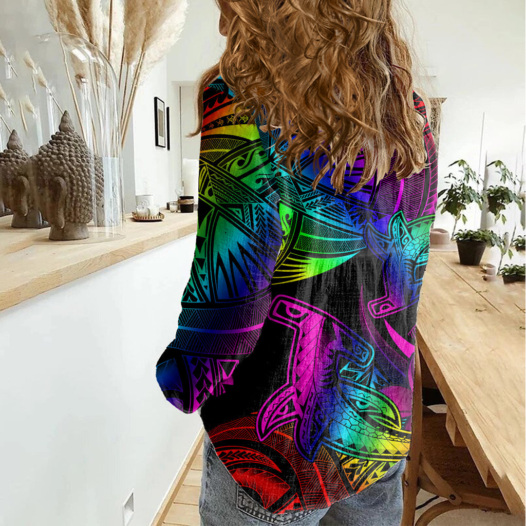 LGBT History Month Damen Casual Shirt Polynesian Hammerhai LT01