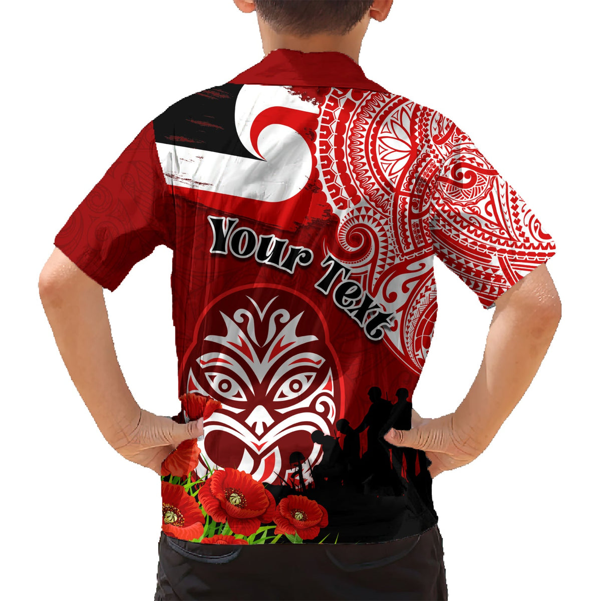Neuseeland ANZAC Waitangi Day Hawaiihemd Lest We Forget Soldier Tiki Maori Style LT03