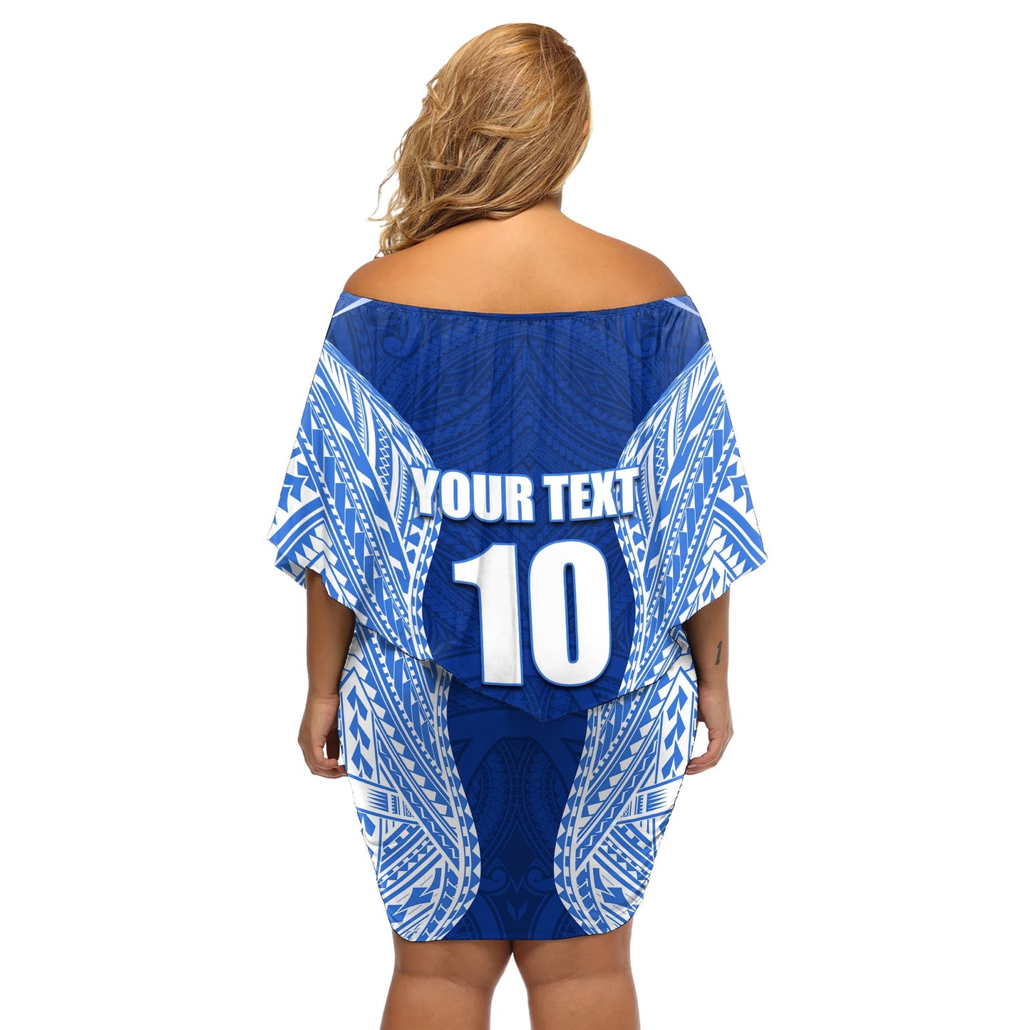 Benutzerdefinierte Manu Samoa Rugby Off Schulter kurzes Kleid blumen Polynesian Tattoo LT03