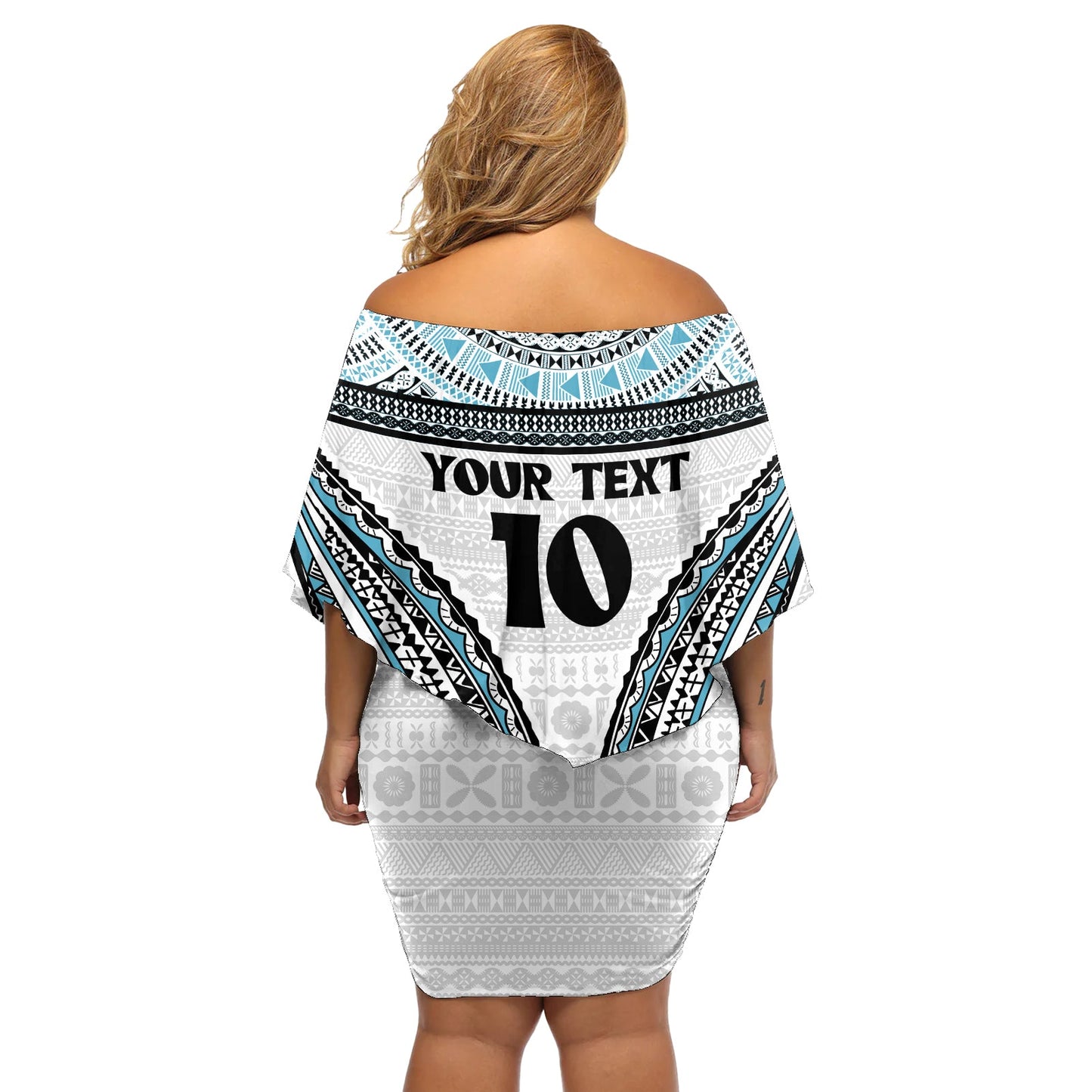 Benutzerdefinierte Flying Fijians Rugby Off Shoulder Kurzes Kleid blumen Tapa Tribal Tuch LT03
