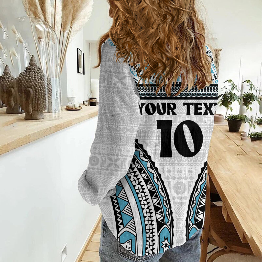 Benutzerdefinierte Flying Fijians Rugby Frauen Casual Shirt Tapa Tribal Tuch LT03