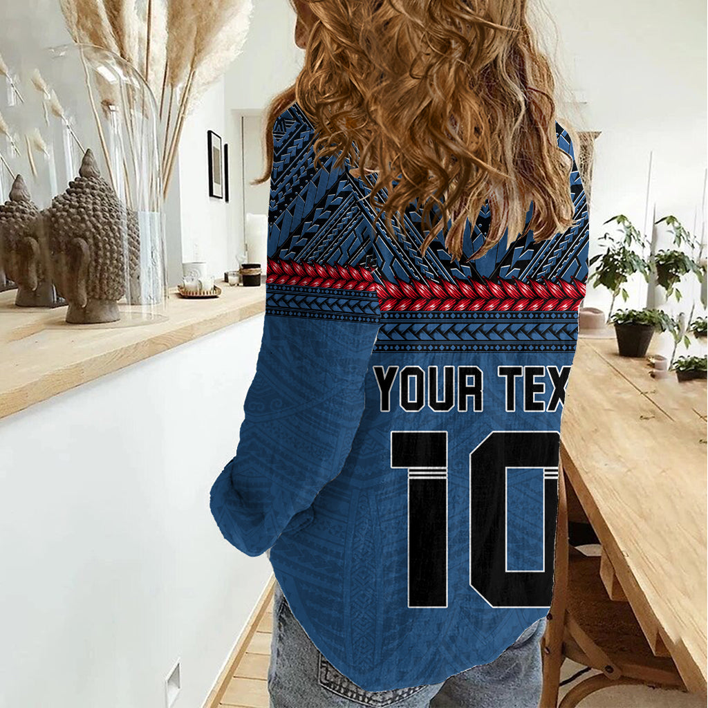 Benutzerdefinierte Toa Samoa Rugby Frauen Casual Shirt Samoan Krieger Ula Fala Tribal Muster LT03