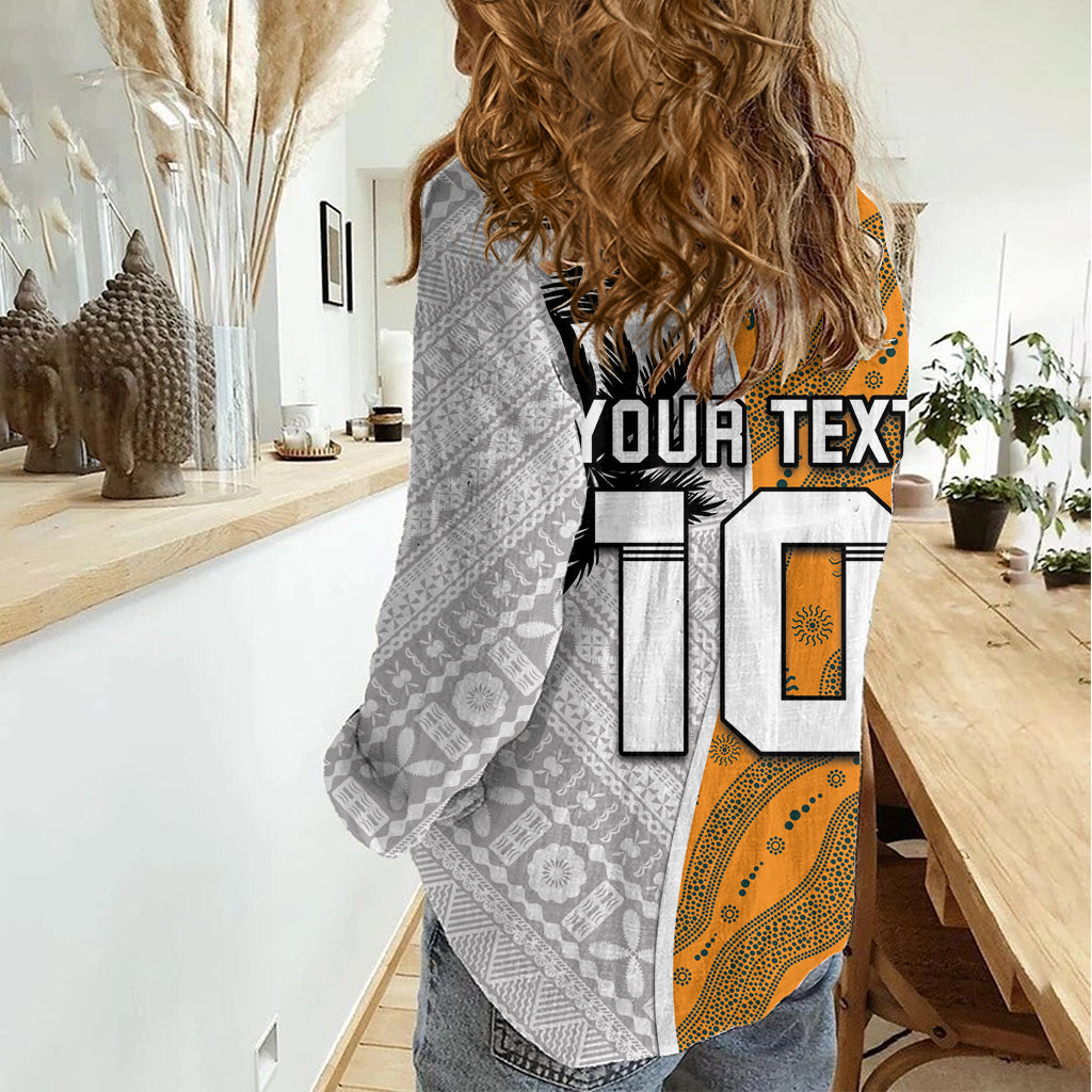 Benutzerdefinierte Fidschi und Australien Rugby Damen Casual Shirt Tapa Mix Aborigine-Muster Half Style LT03