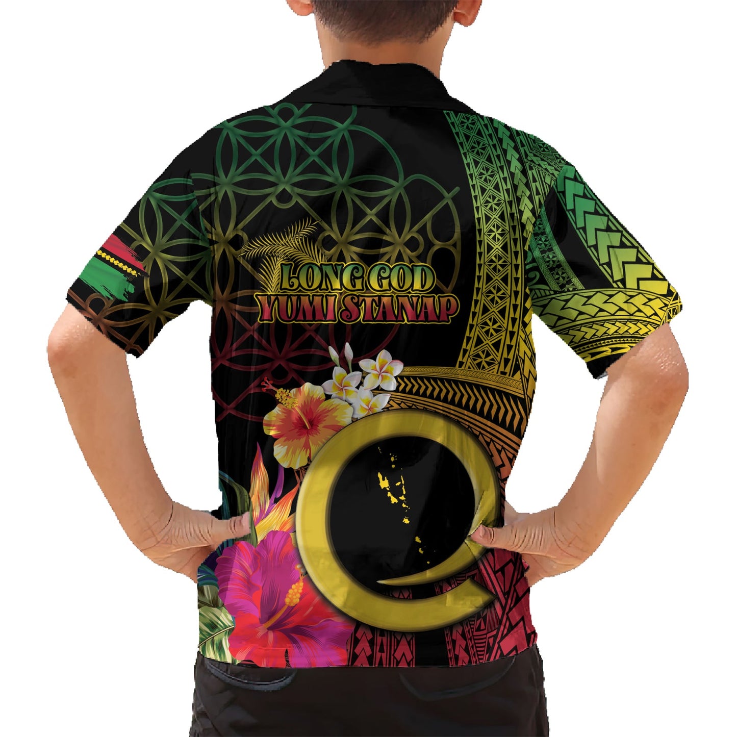 Vanuatu Unabhängigkeitstag Hawaiihemd Sandzeichnung Melanesian Vibes LT03