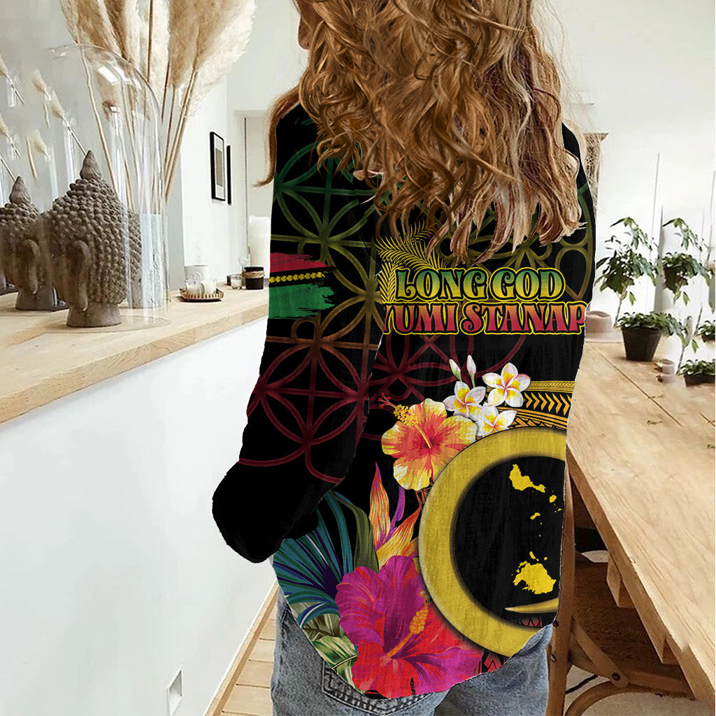 Vanuatu Shefa Day Damen Casual Shirt Sand Zeichnung Melanesisch LT03