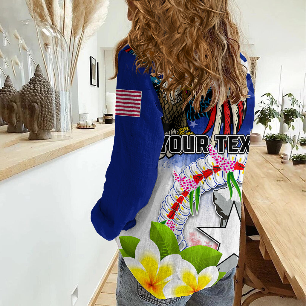 Benutzerdefinierte Nördliche Marianen Commonwealth Covenant Day Frauen Casual Shirt Plumeria Blume Splash Stil LT03