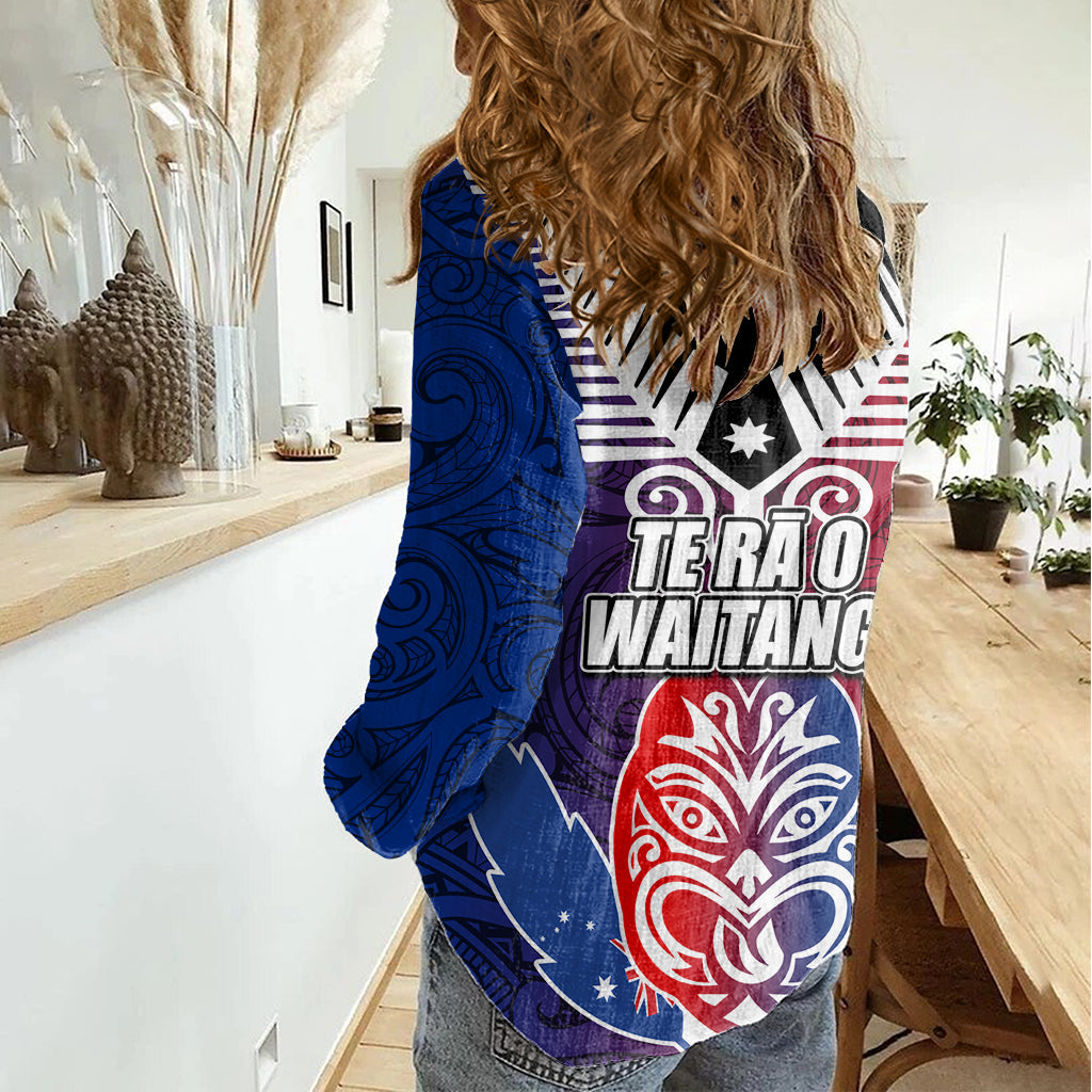 Neuseeland Waitangi Frauen Casual Shirt Kia Ora Maori Koruru Tiki Maske LT03