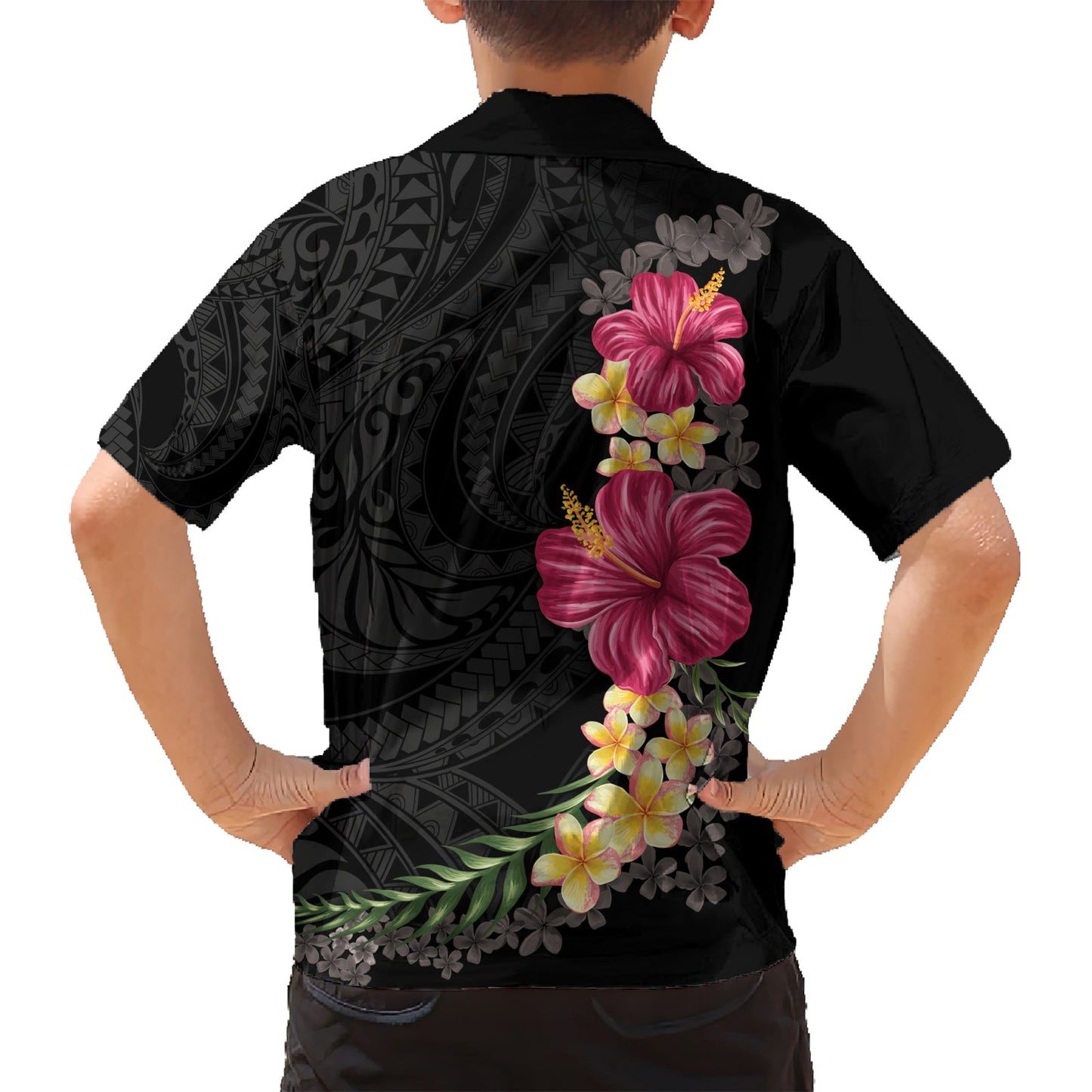 Hawaiianisches Plumeria- und Hibiskus-Hawaii-Hemd, farbenfroher Stil LT03