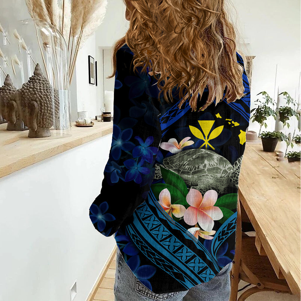 Hawaii Schildkröte Plumeria Blume Fantasievolle Frauen Casual Shirt LT03