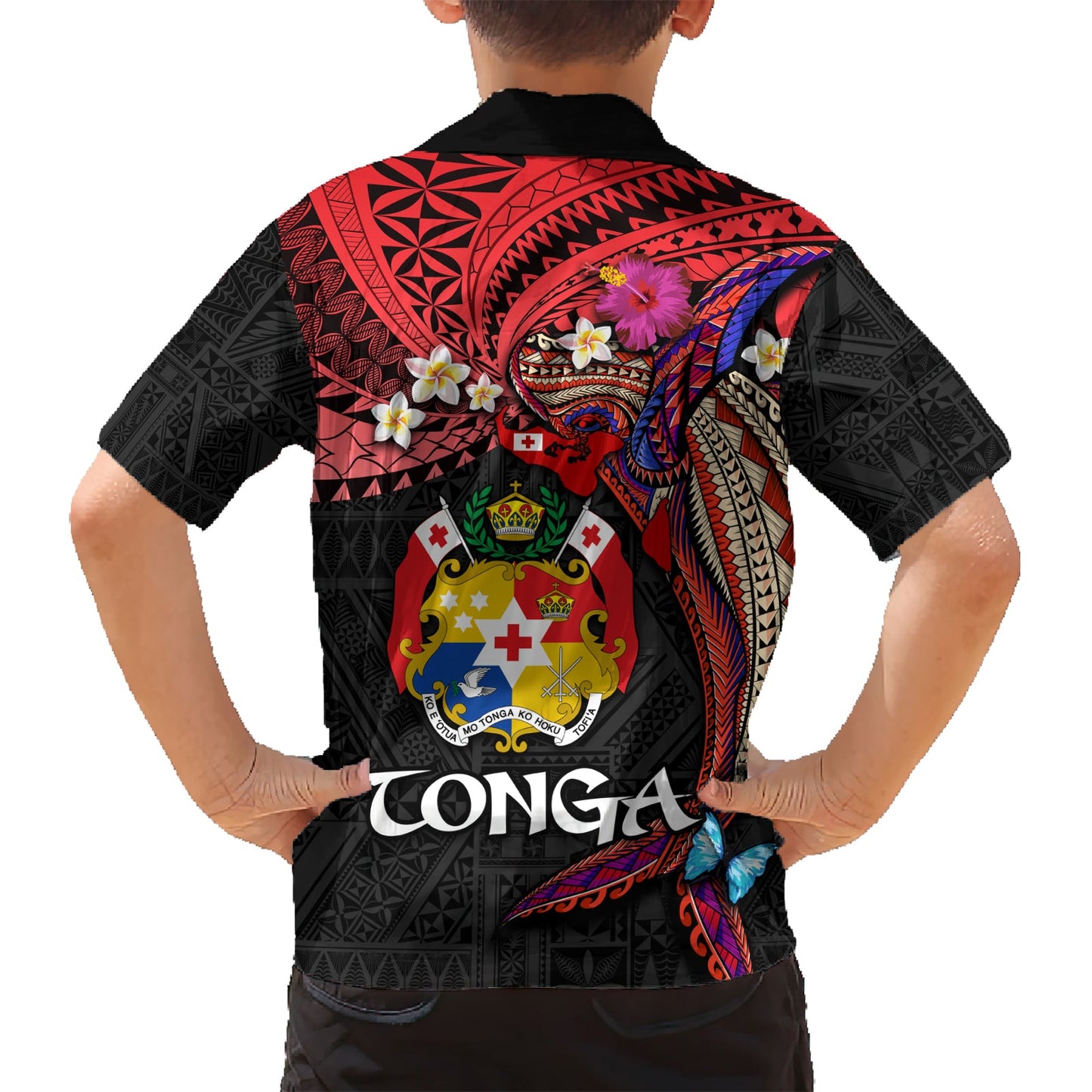 Tonga Emanzipationstag Hawaiihemd Ngatu Buckelwal Polynesische Blume LT03