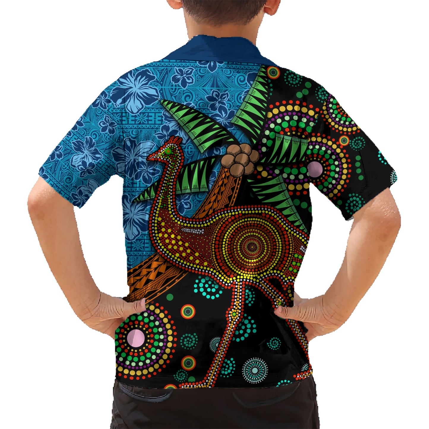 Fidschi und Australien Hawaiihemd Palme und Abogirinal Emu LT03
