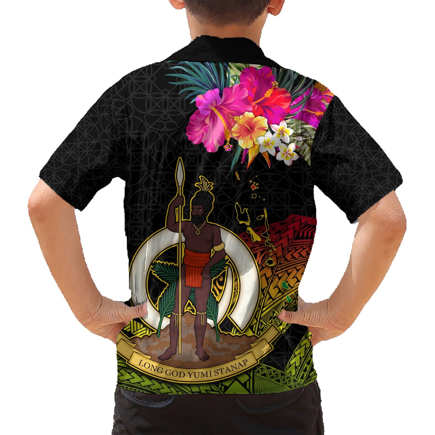 Vanuatu Ni-Van Hawaiihemd Wappen Sandzeichnung LT03