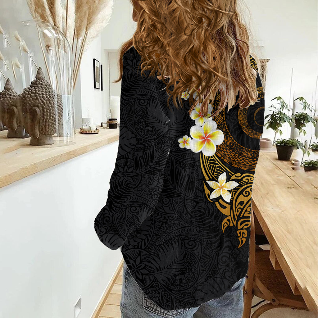 Polynesianische Spirale Tribal Tattoo Frauen Casual Shirt goldene Farbe LT03