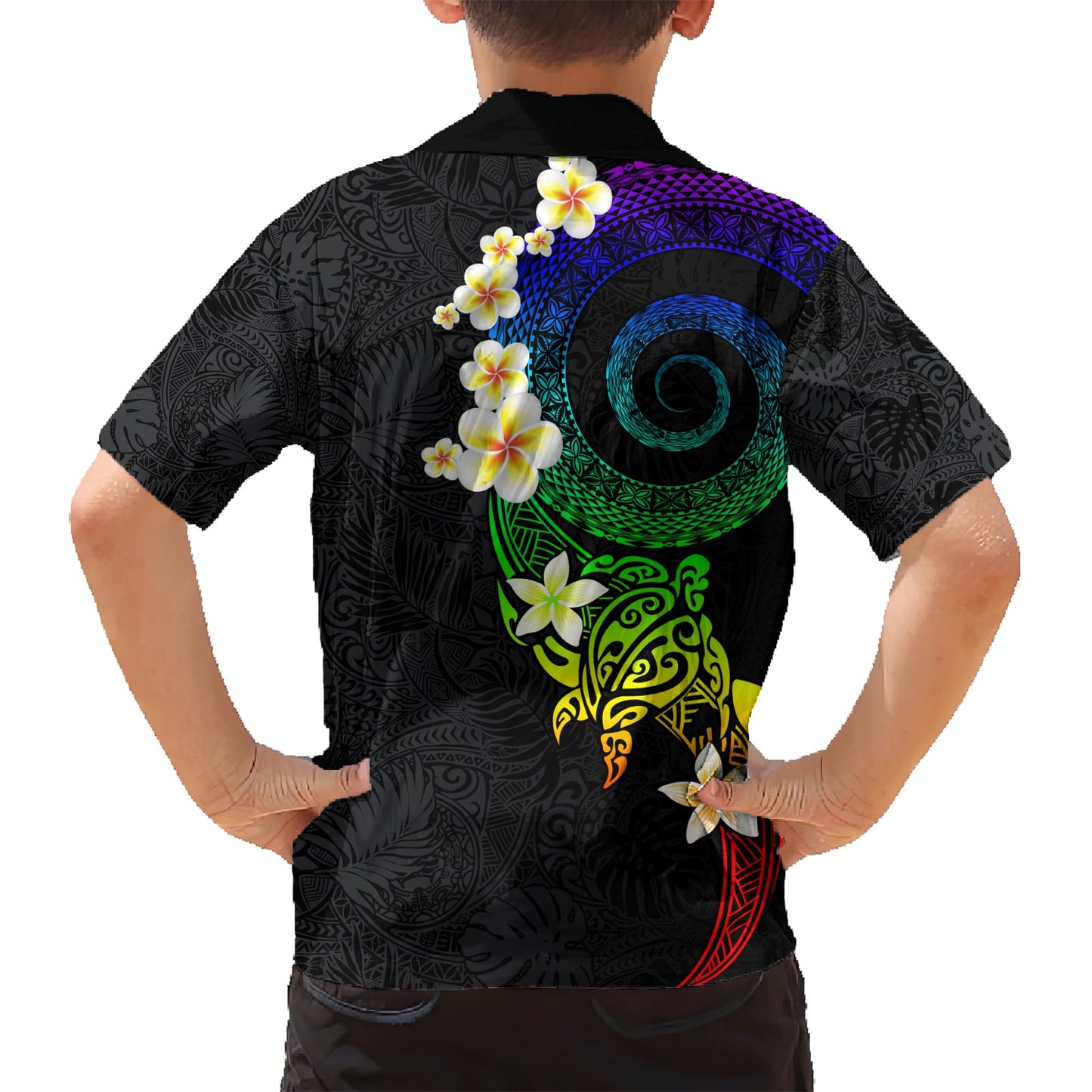 Polynesisches Spiral Tribal Tattoo Hawaiihemd Fantasievolle Farbe LT03