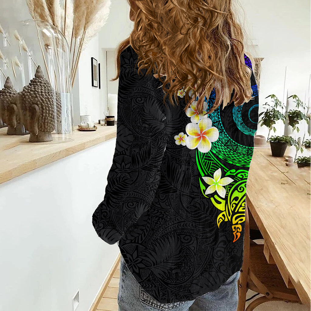 Polynesianische Spirale Tribal Tattoo Frauen Casual Shirt Fantasievolle Farbe LT03