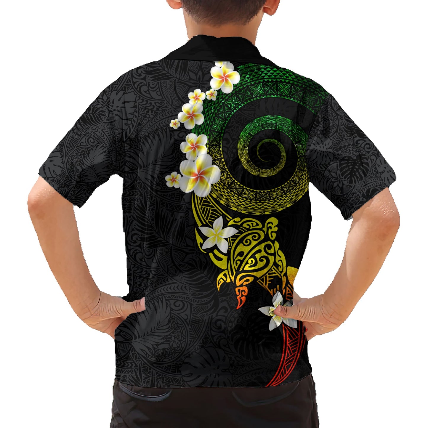 Polynesisches Spiral Tribal Tattoo Hawaiihemd Reggae Farbe LT03